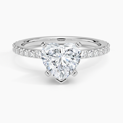 Petite Shared Prong Three-Quarter Coverage Diamond Ring (1/3 ct. tw.) - Heart Center Stone