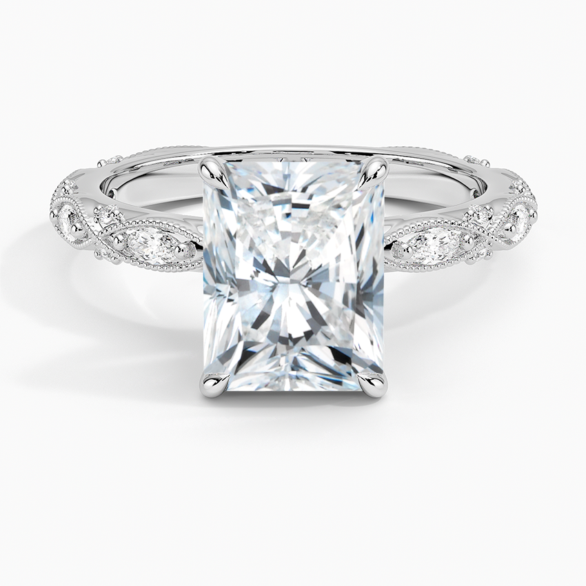 Celestia Milgrain Diamond Ring (1/4 ct. tw.) - Radiant Cut Center Stone