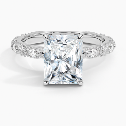 Celestia Milgrain Diamond Ring (1/4 ct. tw.) - Radiant Cut Center Stone