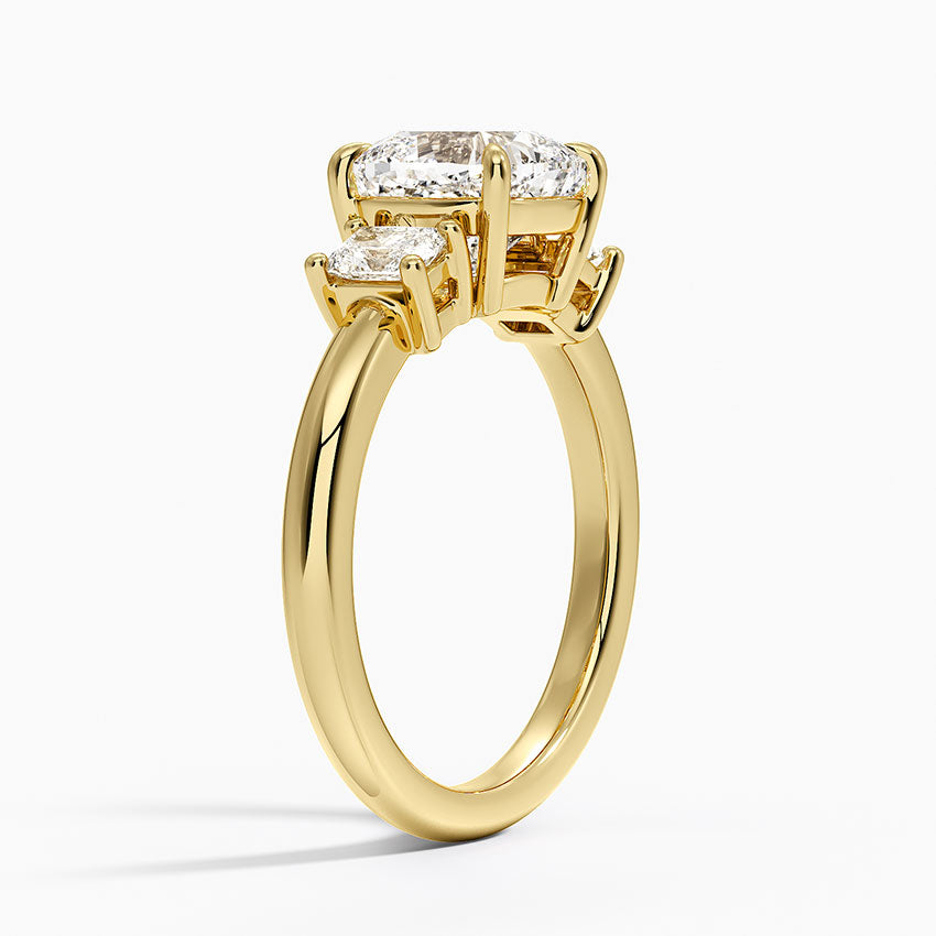 Helena Radiant-Cut Three Stone Diamond Ring (3/8 ct. tw.) - Cushion Cut Center Stone