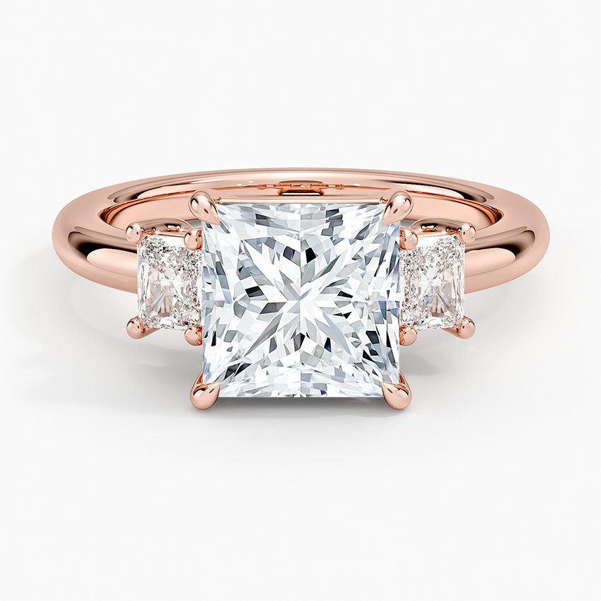 Helena Radiant-Cut Three Stone Diamond Ring (3/8 ct. tw.) - Princess Cut Center Stone