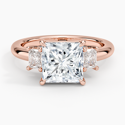 Helena Radiant-Cut Three Stone Diamond Ring (3/8 ct. tw.) - Princess Cut Center Stone