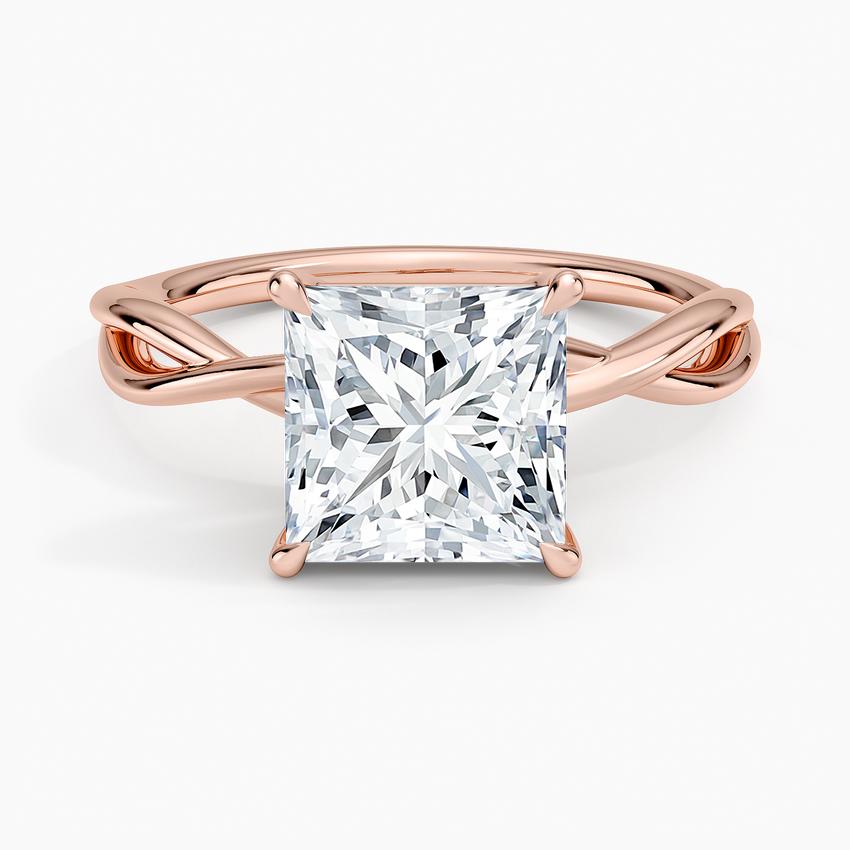 Alya Twist Solitaire Ring - Princess Cut Center Stone