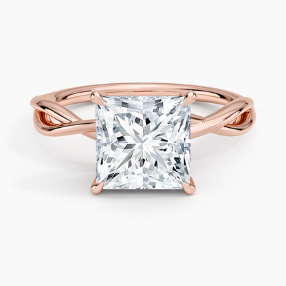 Alya Twist Solitaire Ring - Princess Cut Center Stone