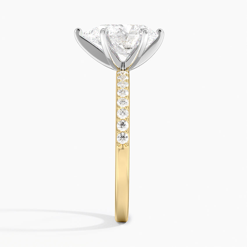Six Prong Petite Shared Prong Diamond Ring (1/5 ct. tw.) - Pear Center Stone