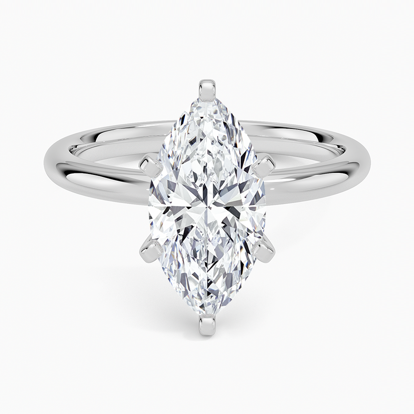 Comfort Fit 2mm Six-Prong Solitaire Ring - Marquise Center Stone
