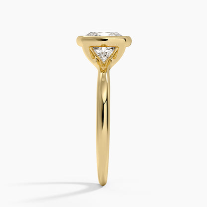 Freesia Bezel Solitaire Ring - Cushion Cut Center Stone