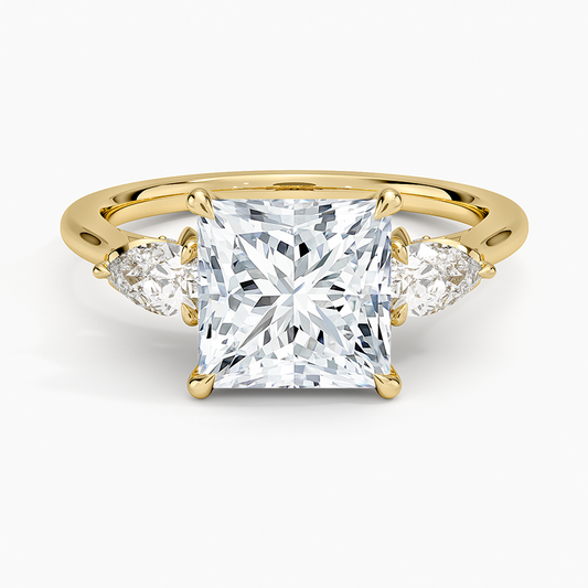 Petal Pear Three Stone Diamond Ring (1/2 ct. tw.) - Princess Cut Center Stone