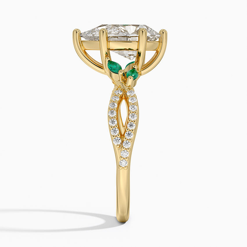 Luxe Willow Lab Emerald and Diamond Ring (1/8 ct. tw.) - Pear Center Stone