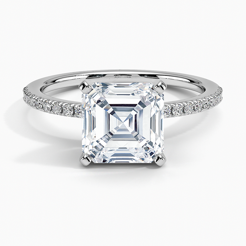 Ballad Half Coverage Diamond Ring (1/8 ct. tw.) - Asscher Cut Center Stone