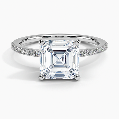 Ballad Half Coverage Diamond Ring (1/8 ct. tw.) - Asscher Cut Center Stone
