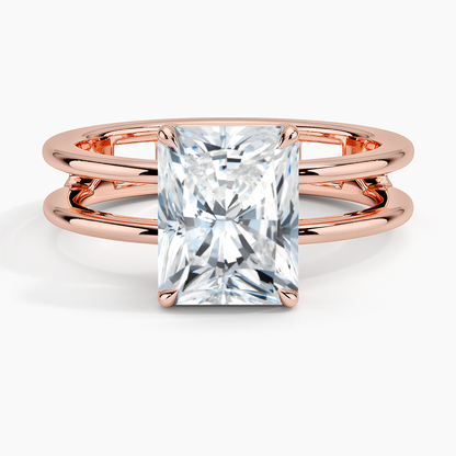 Aimee Open Double Band Solitaire Ring - Radiant Cut Center Stone