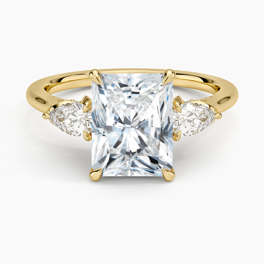 Petal Pear Three Stone Diamond Ring (1/2 ct. tw.) - Radiant Cut Center Stone