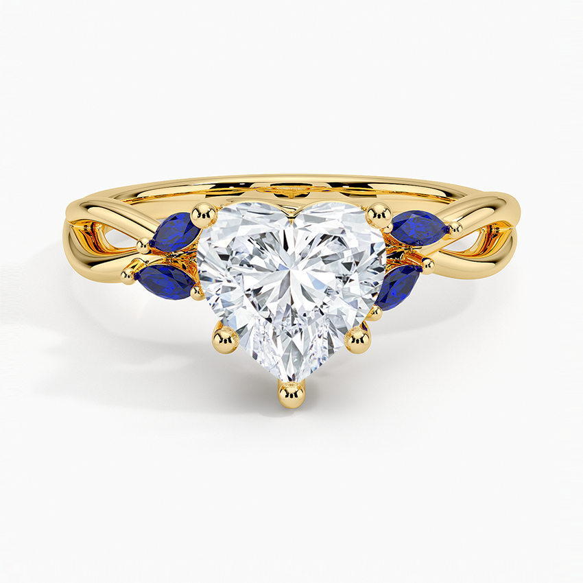Willow Ring With Sapphire Accents - Heart Cut Center Stone