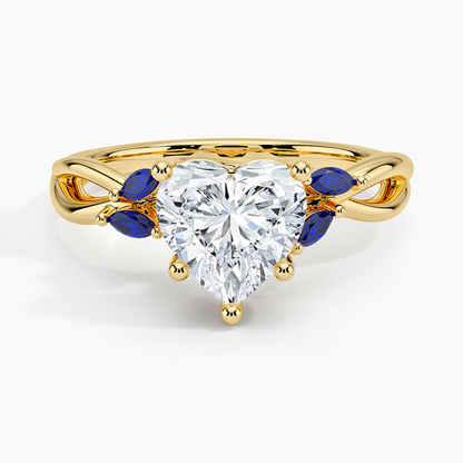Willow Ring With Sapphire Accents - Heart Cut Center Stone