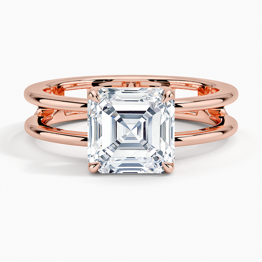 Aimee Open Double Band Solitaire Ring - Asscher Cut Center Stone