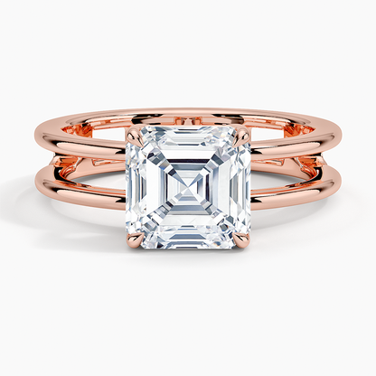 Aimee Open Double Band Solitaire Ring - Asscher Cut Center Stone