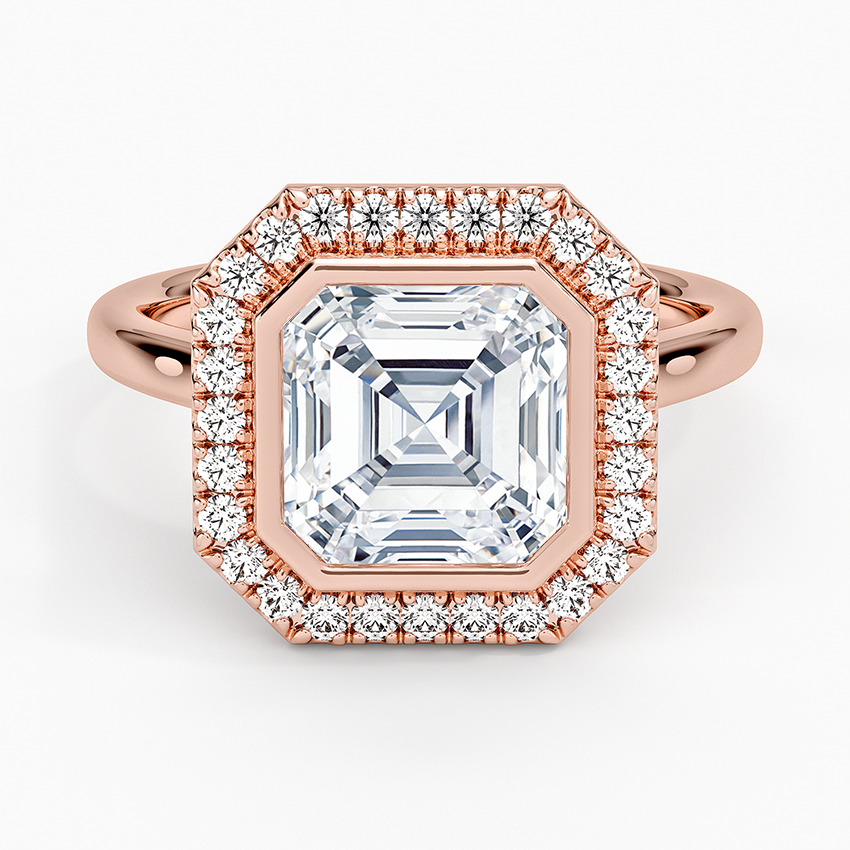 Bezel Halo Diamond Ring (1/4 ct. tw.) - Asscher Cut Center Stone