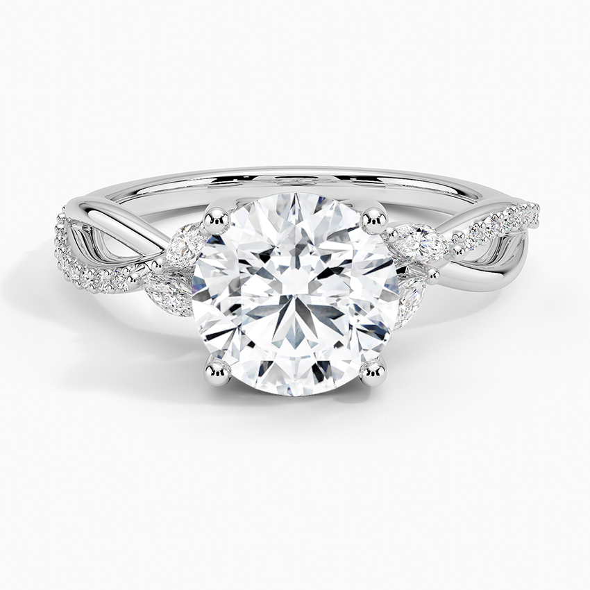 Petite Twisted Willow Diamond Ring - Round Center Stone
