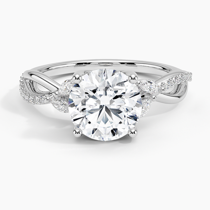 Petite Twisted Willow Diamond Ring - Round Center Stone