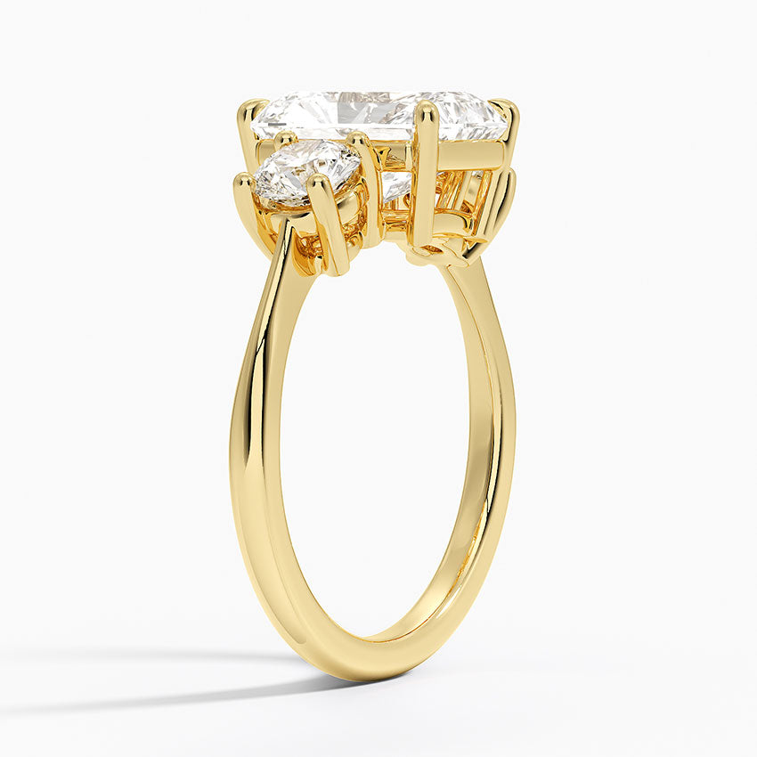 Luxe Selene Three Stone Diamond Ring (2/3 ct. tw.) - Radiant Cut Center Stone