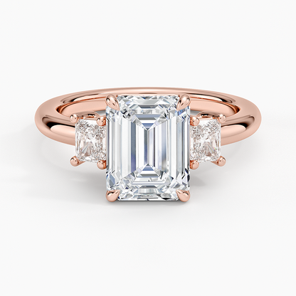 Helena Radiant-Cut Three Stone Diamond Ring (3/8 ct. tw.) - Emerald Cut Center Stone