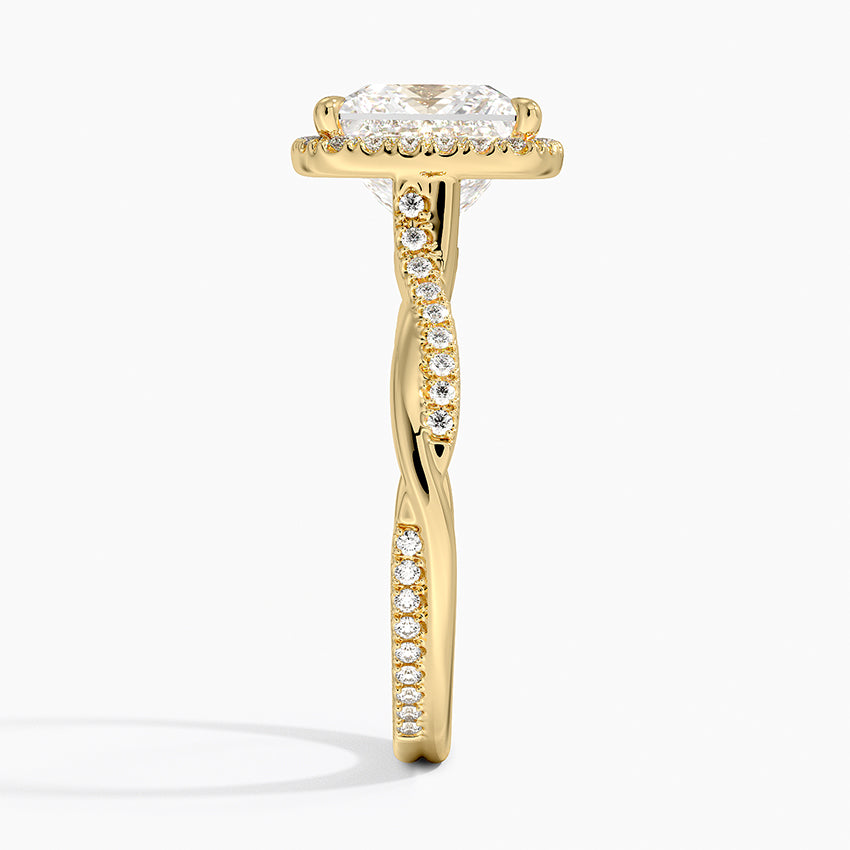 Petite Twisted Vine Halo Diamond Ring (1/4 ct. tw.) - Princess Cut Center Stone