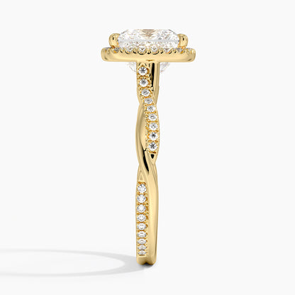 Petite Twisted Vine Halo Diamond Ring (1/4 ct. tw.) - Princess Cut Center Stone