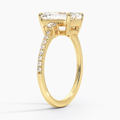 Lyra Three Stone Diamond Ring (1/4 ct. tw.) - Emerald Cut Center Stone