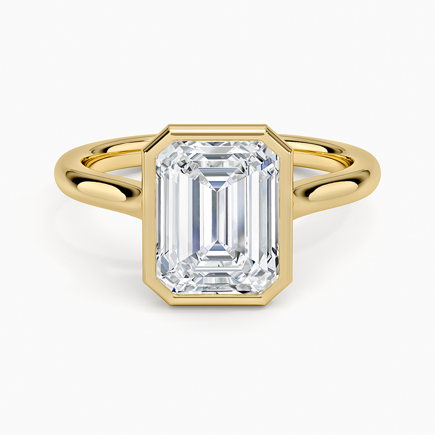 Luna 2mm Bezel Ring - Emerald Cut Center Stone