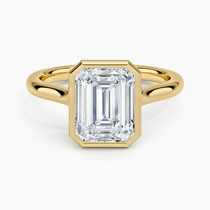 Luna 2mm Bezel Ring - Emerald Cut Center Stone
