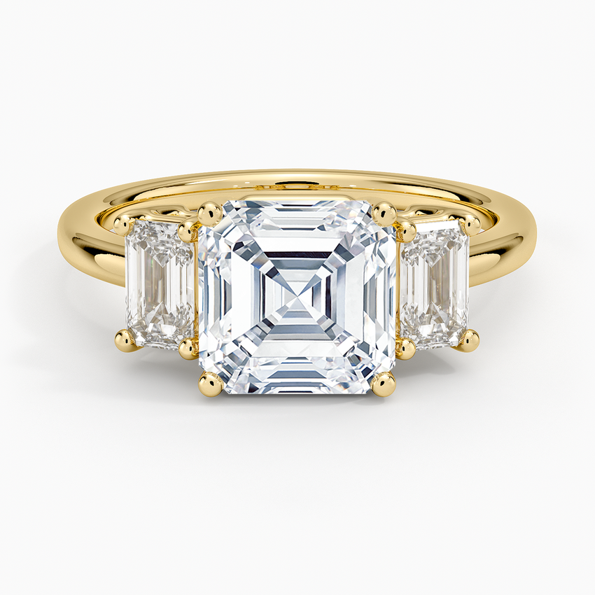 Luxe Rhiannon Three Stone Diamond Ring (3/4 ct. tw.) - Asscher Cut Center Stone