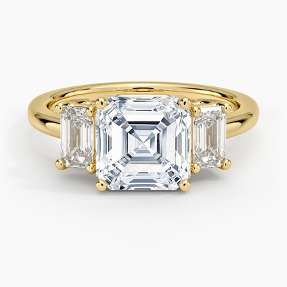 Luxe Rhiannon Three Stone Diamond Ring (3/4 ct. tw.) - Asscher Cut Center Stone