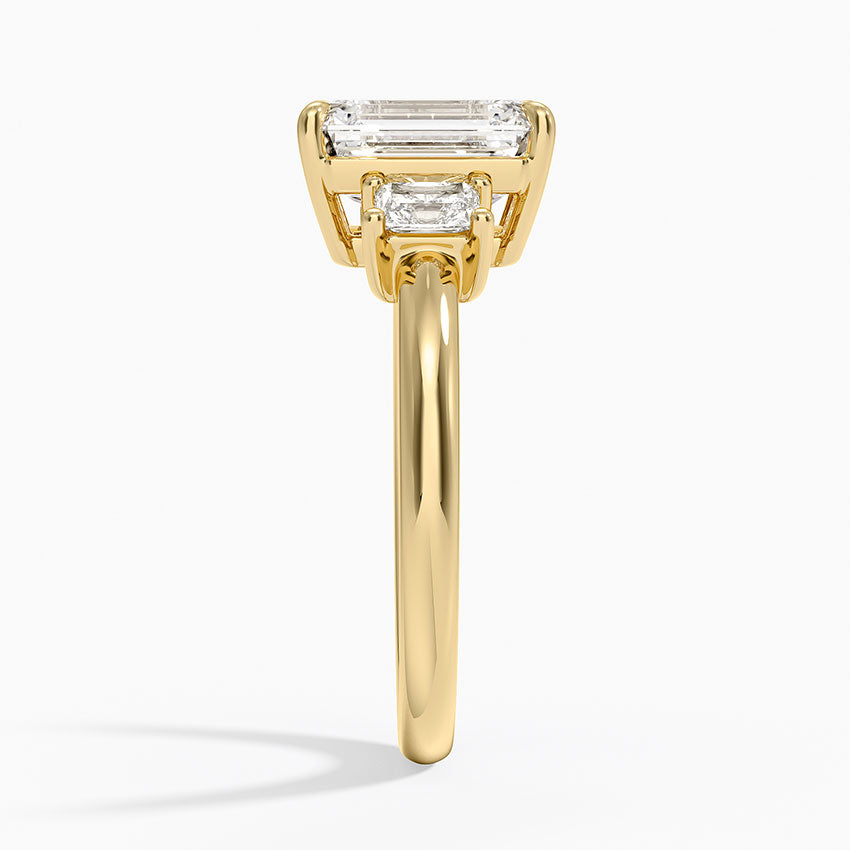 Helena Radiant-Cut Three Stone Diamond Ring (3/8 ct. tw.) - Emerald Cut Center Stone