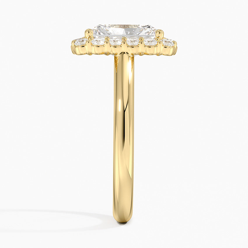 Lotus Flower Halo Diamond Ring (1/4 ct. tw.) - Radiant Cut Center Stone