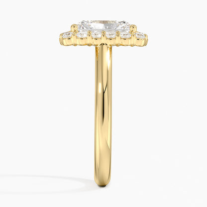 Lotus Flower Halo Diamond Ring (1/4 ct. tw.) - Radiant Cut Center Stone