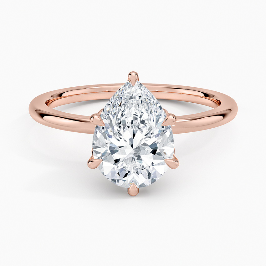 Petal Six Prong Diamond Ring - Pear Center Stone