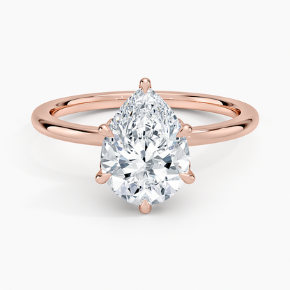 Petal Six Prong Diamond Ring - Pear Center Stone