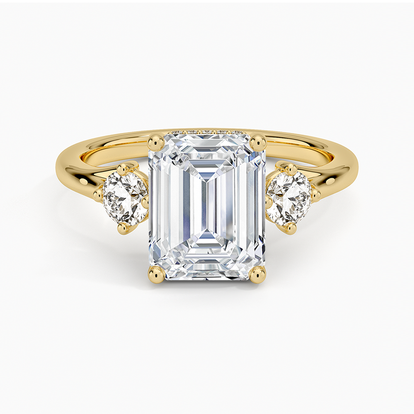 Luxe Floating Three Stone Diamond Ring (1/3 ct. tw.) - Emerald Cut Center Stone