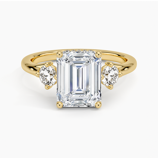 Luxe Floating Three Stone Diamond Ring (1/3 ct. tw.) - Emerald Cut Center Stone
