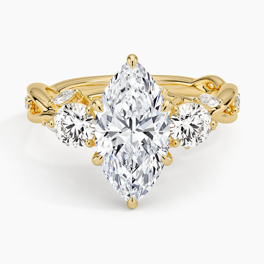 Secret Garden Three Stone Diamond Ring (3/4 ct. tw.) - Marquise Center Stone