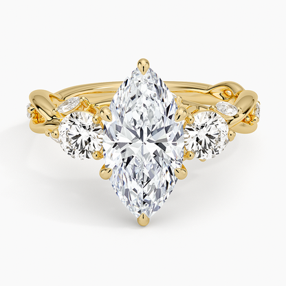 Secret Garden Three Stone Diamond Ring (3/4 ct. tw.) - Marquise Center Stone
