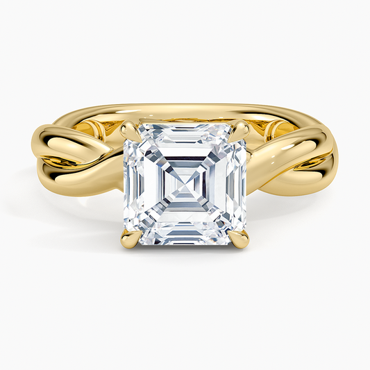 Hazel Twist Solitaire Diamond Ring - Asscher Cut Center Stone