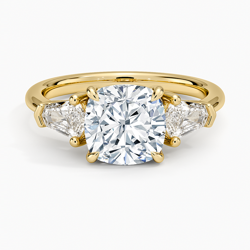 Shield Cut Three Stone Diamond Ring (1/2 ct. tw.) - Cushion Cut Center Stone