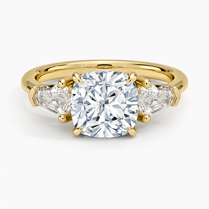 Shield Cut Three Stone Diamond Ring (1/2 ct. tw.) - Cushion Cut Center Stone