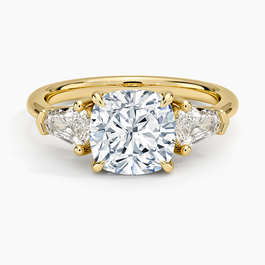 Shield Cut Three Stone Diamond Ring (1/2 ct. tw.) - Cushion Cut Center Stone
