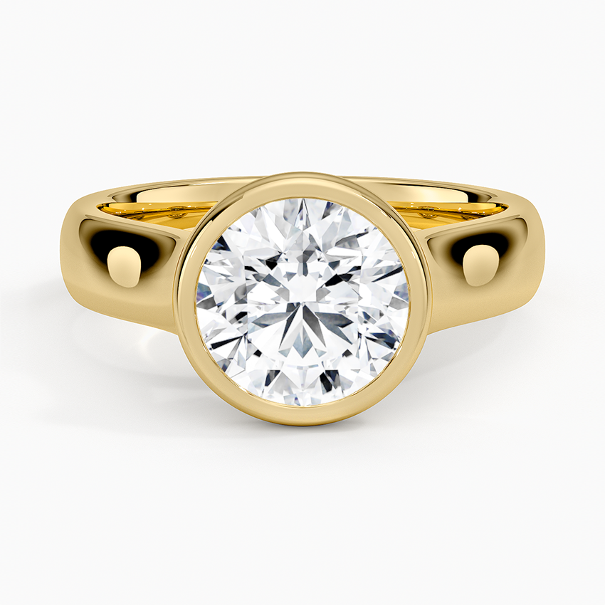 Luna 4mm Bezel Ring - Round Center Stone