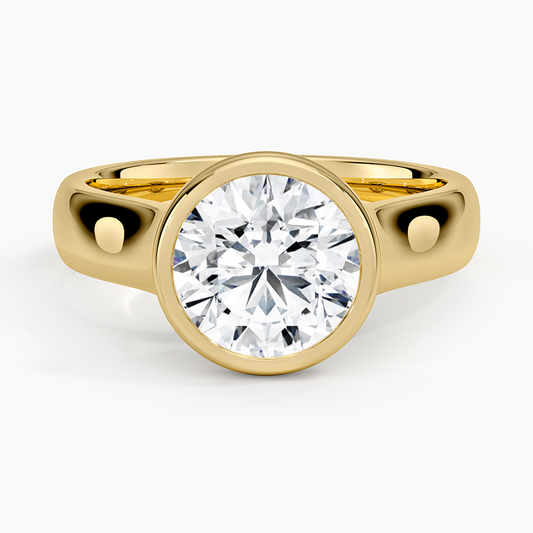 Luna 4mm Bezel Ring - Round Center Stone