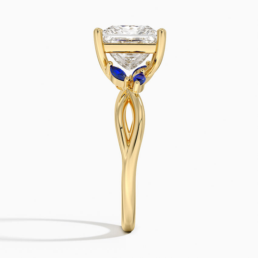 Willow Ring With Sapphire Accents - Princess Cut Center Stone