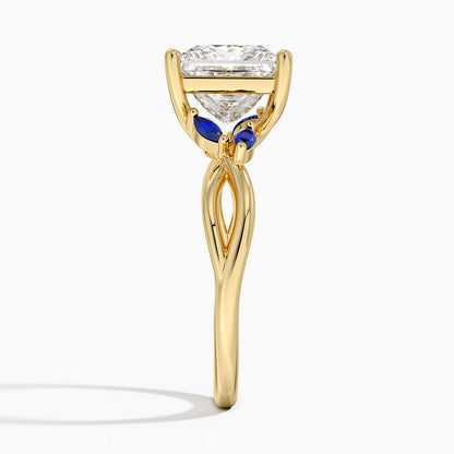 Willow Ring With Sapphire Accents - Princess Cut Center Stone